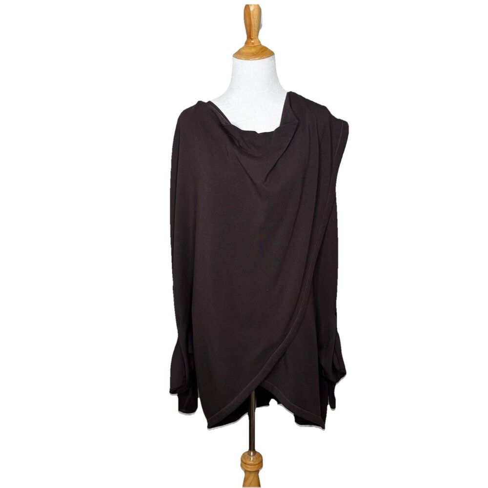 Athleta Walnut Brown Purana Wrap Hoodie Sweatshirt Pockets Size Large Womens